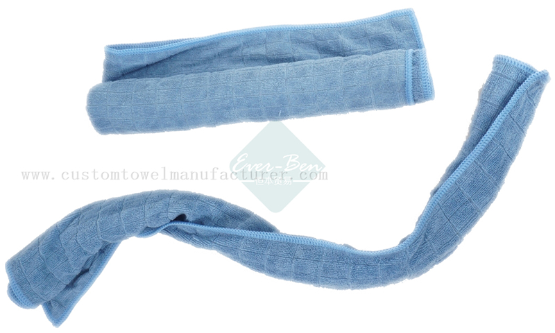 China Bulk OEM washable cleaning cloths factory Custom big Size Blue lattice Microfibre Light Weight Sport Towels Manufacturer